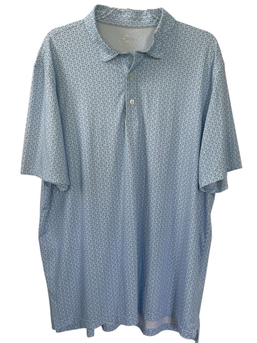Vineyard Vines OTG Palermo Performance Golf Polo- Light Blue w./ Bass Print